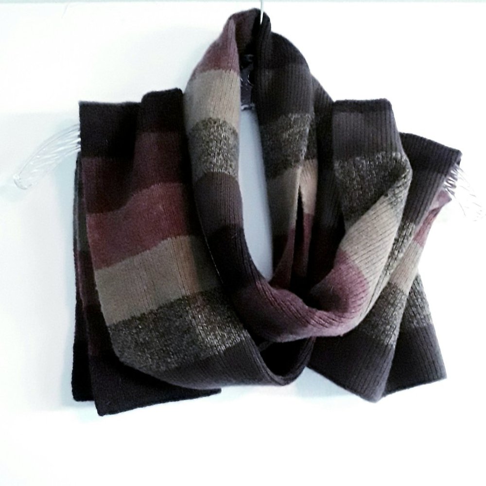 Olive and Brown Men's Scarf 100% Wool